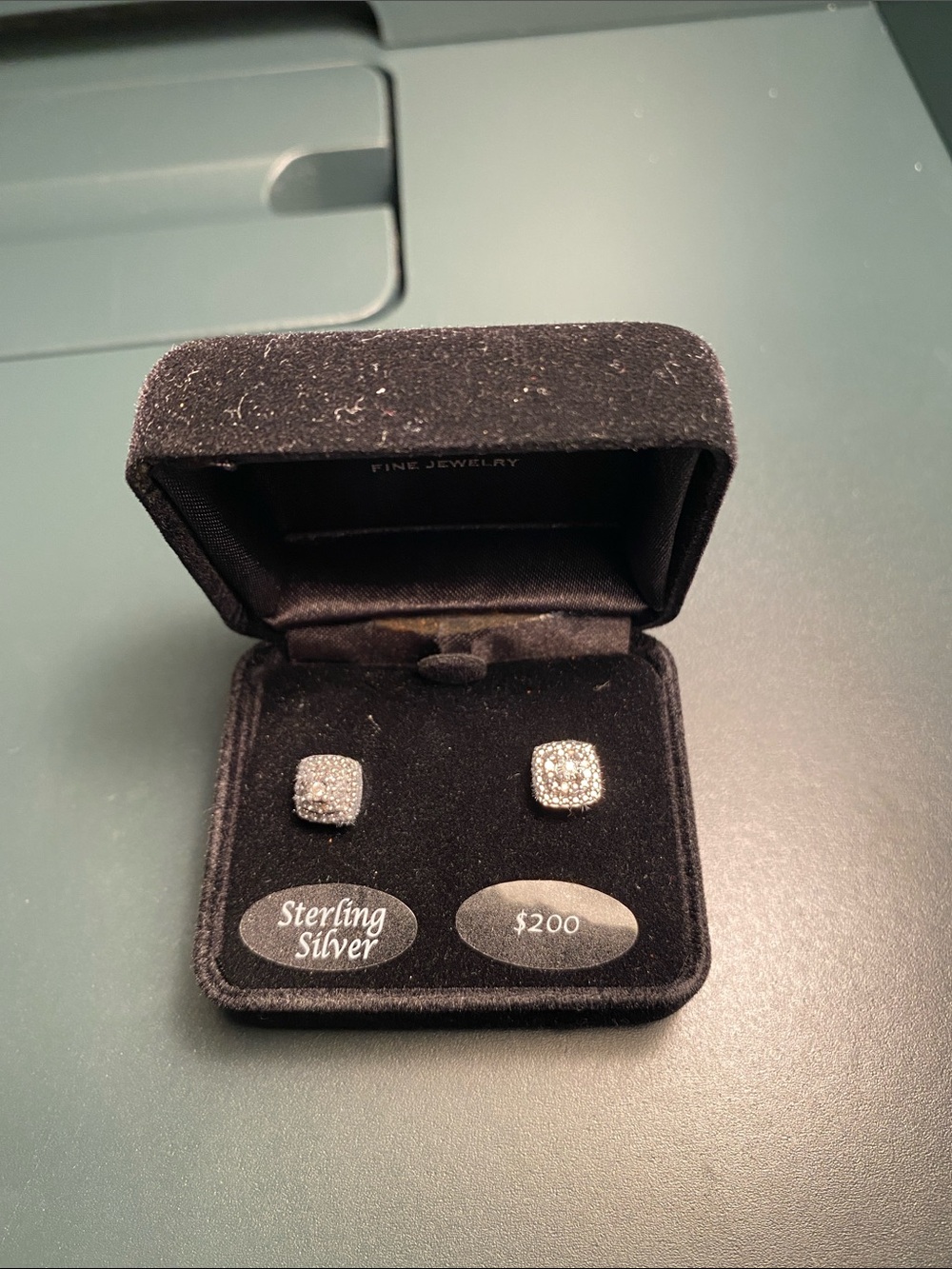 Macy's Sterling Silver Pave Square Stud Earrings - Silver
